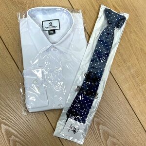 Black‎ n Bianco Boys Long Sleeve Dress Shirt Size 20 with Tie NEW